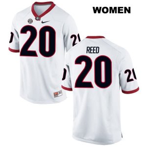 Women's Georgia Bulldogs NCAA #20 J.R. Reed Nike Stitched White Authentic College Football Jersey YLL5554GT